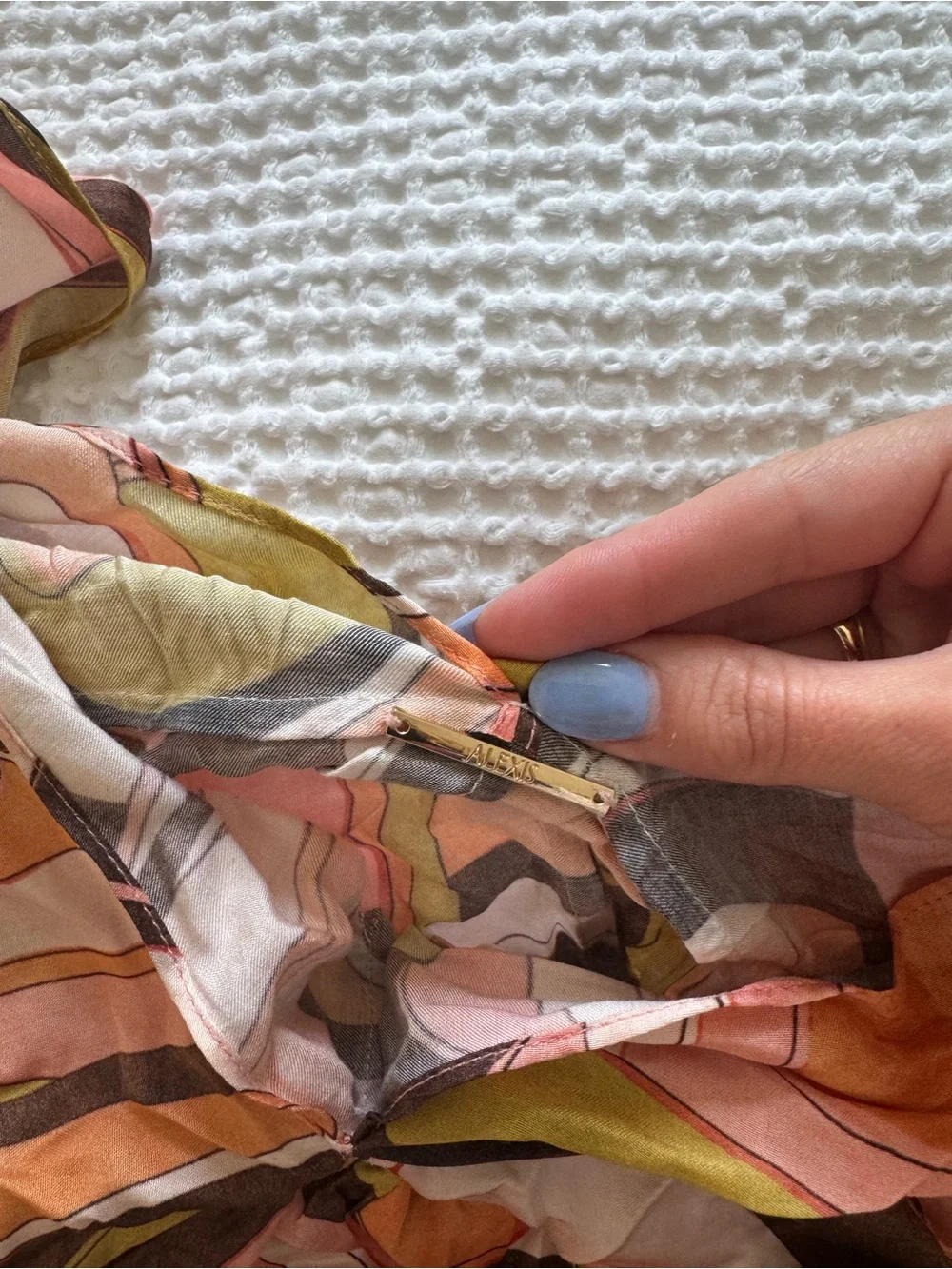 Alexis Multicolor Swirl Mini Dress in Peach, Pink, Brown - Picture 3 of 3